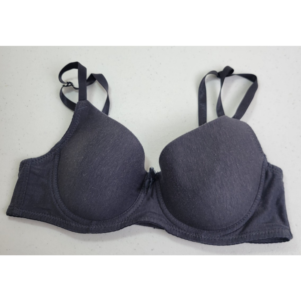 Mamia‎ Lightly Lined Underwire Bra Size 34C Dark Gray Full Coverage Adjustable